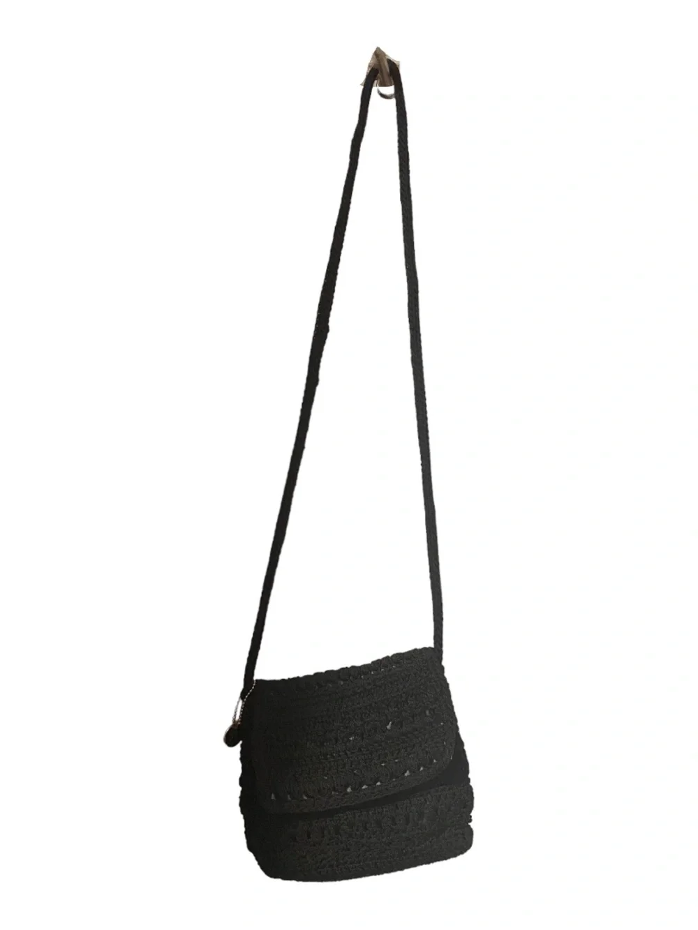 The Sak Classic Black Woven Crocheted Crossbody Purse